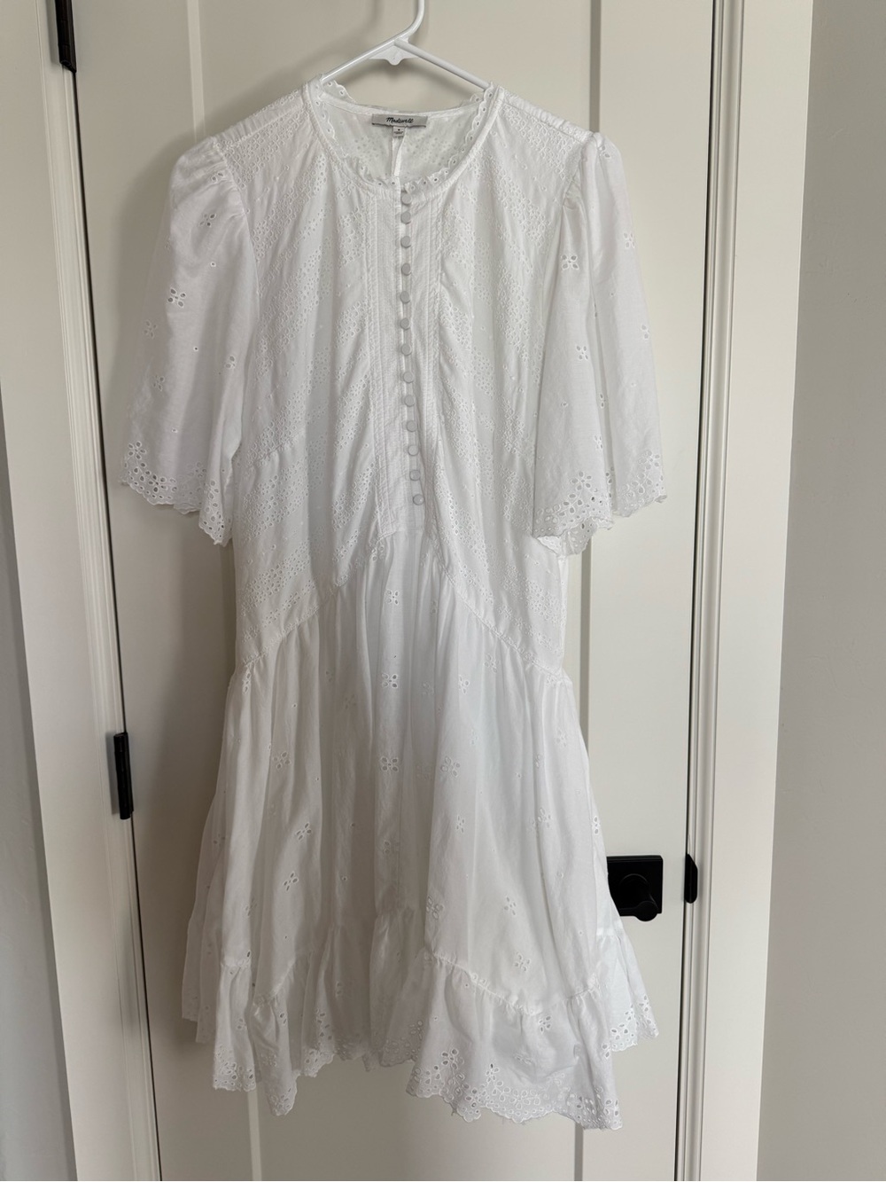 Madewell Flutter Sleeve Eyelet Dress